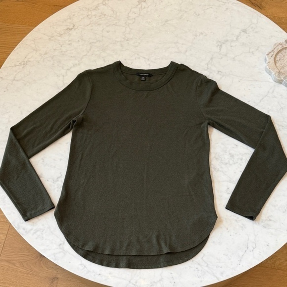 Banana Republic Olive Green Slub Knit Long Sleeve Top XS